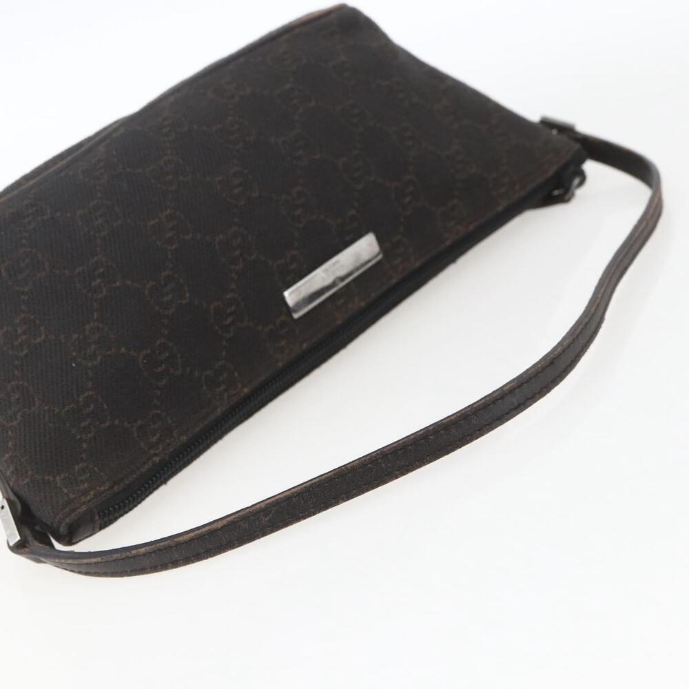 GUCCI GG Canvas Accessory Pouch Dark Brown Silver 07198 Auth ep12569 - Picture 7 of 16